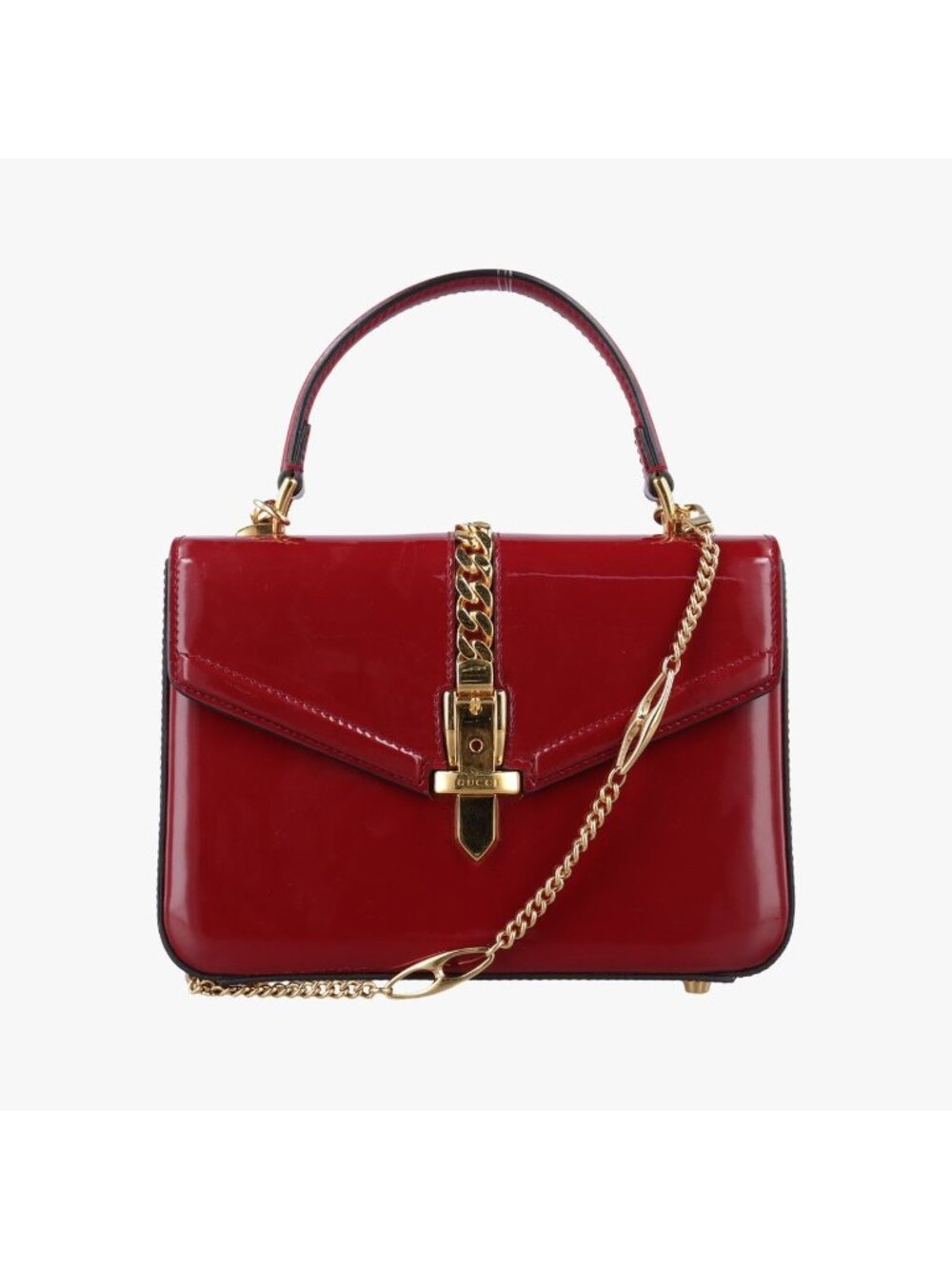 Gucci Sylvie Red Patent Shoulder Bag